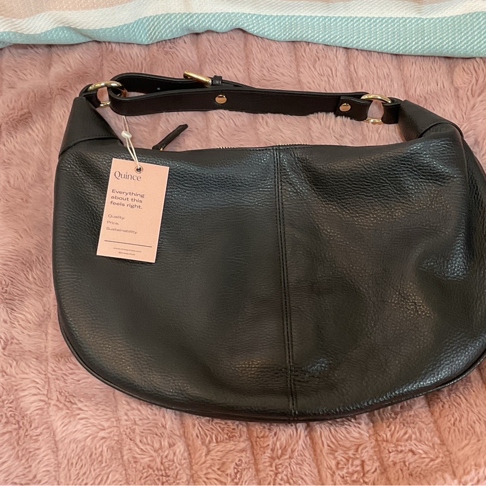 Quince Black Hobo Bag Leather Crescent